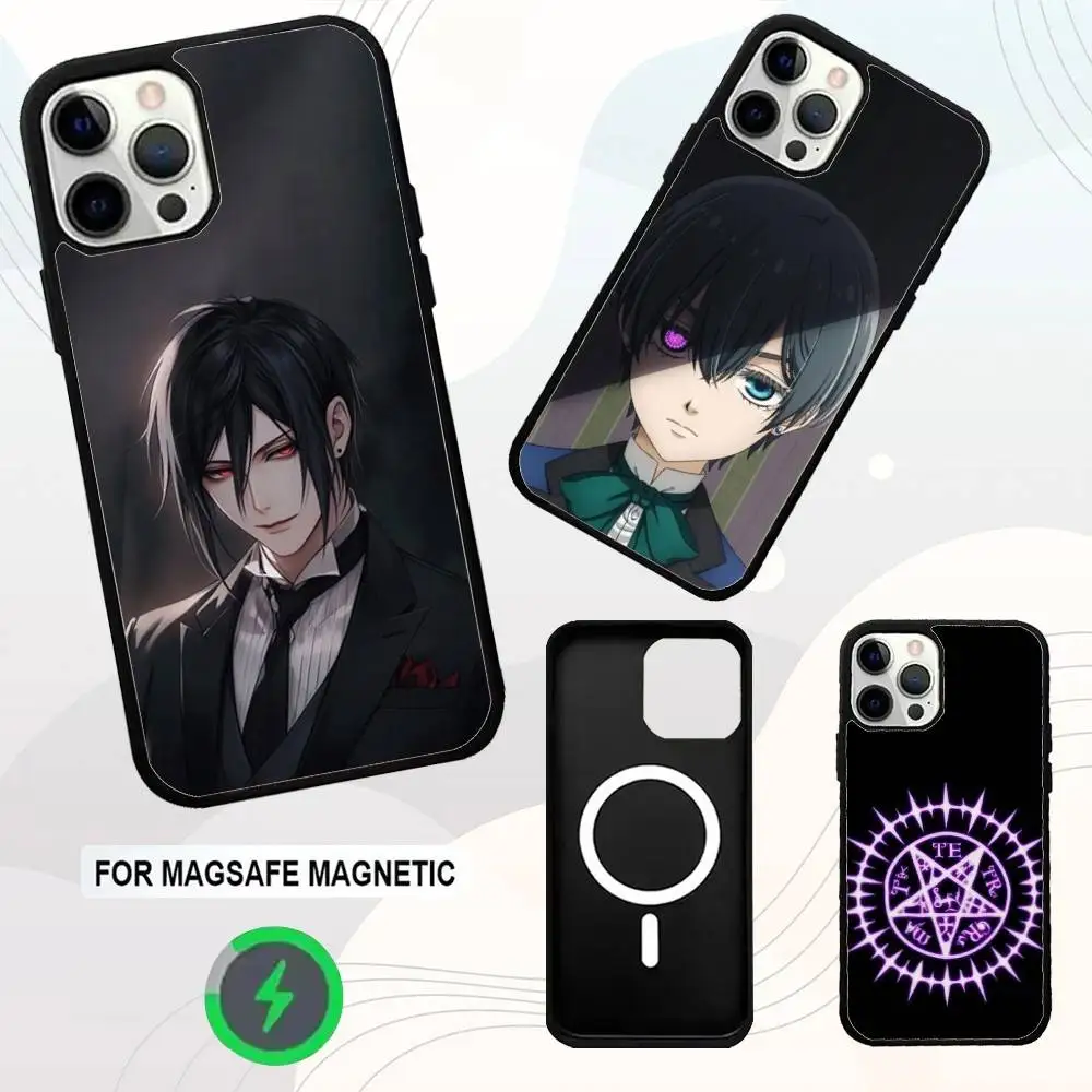 

Black B-Butler Anime Phone Case For iPhone 16e,16,15,14,13,12,11,Plus,Pro,Max,Mini Magsafe Magnetic Wireless Charging