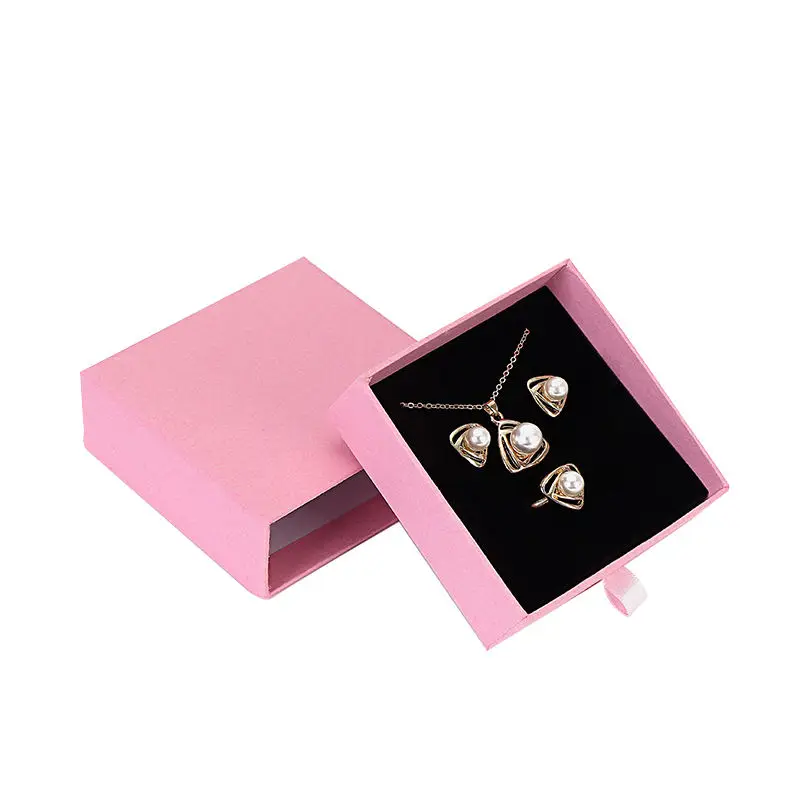 Pink Velvet Jewelry Box Packaging Wholesale Necklace Earrings Bracelet Wedding Ring Box Jewelry Boxes with Logo Luxury