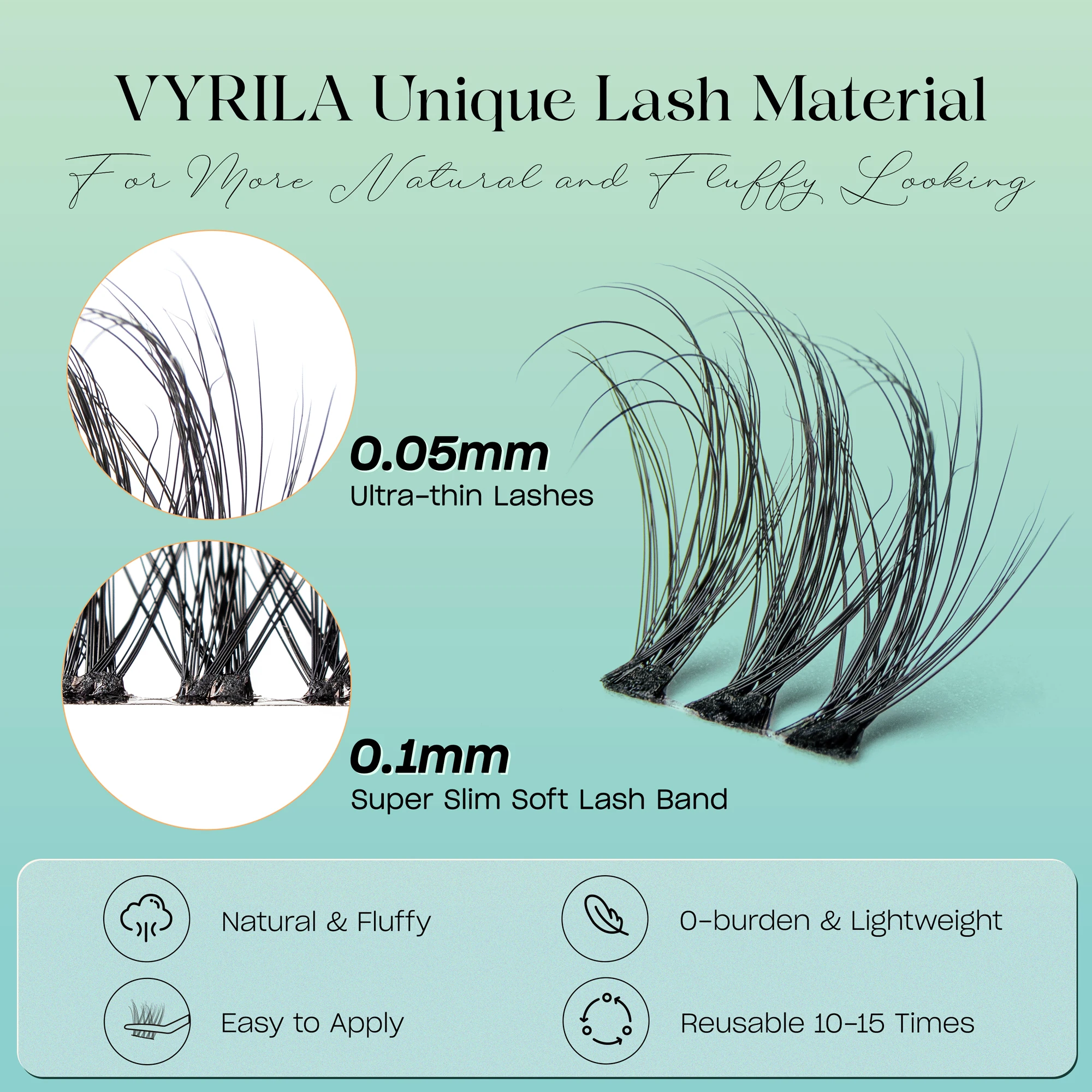 Lash Clusters 0.05mm Individual Lashes 3D Wispy Lash Extension 0.1mm Super Thin Band Resuable Natural Lashes 8-16mix Lashes