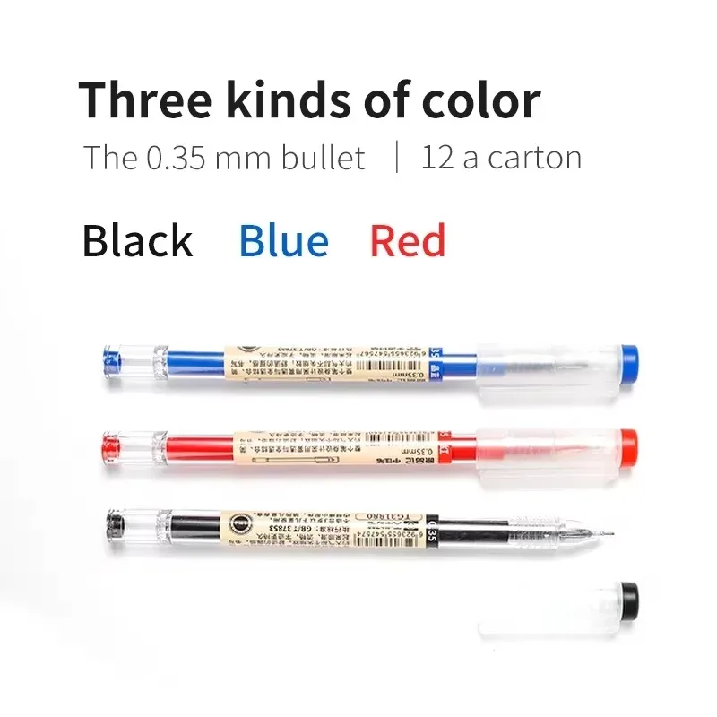 3-12pcs/set Fine Point Pen 0.35mm Black Blue Red Ink Gel Pen Ballpoint Pen School Office Student Writing Stationery Supply