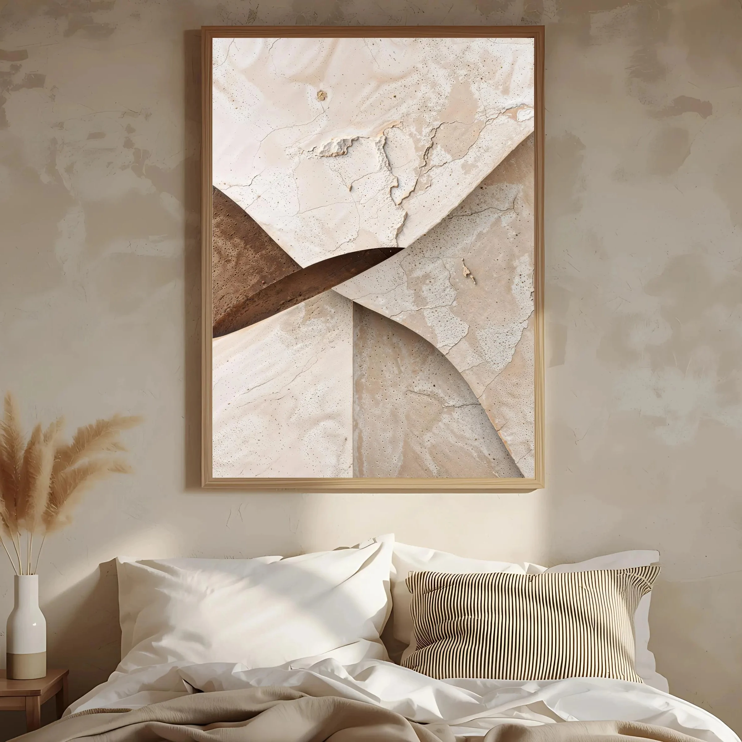 1pc frameless Canvas Painting Abstract wall art canvas poster,wabi-sabi texture,minimalist Japanese style,neutral beige,modern h