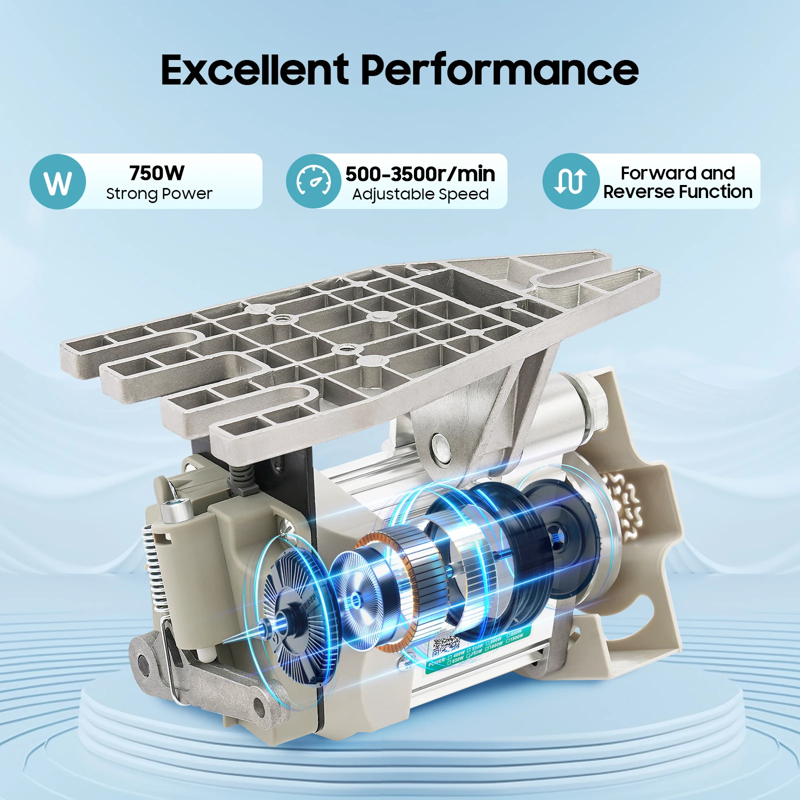 750 W energiesparender Nähmaschinenmotor, bürstenloser Motor, 500–3500 U/min, bürstenloser elektronischer Motor, mechanische Geräte, LED-Anzeige – Detail 8