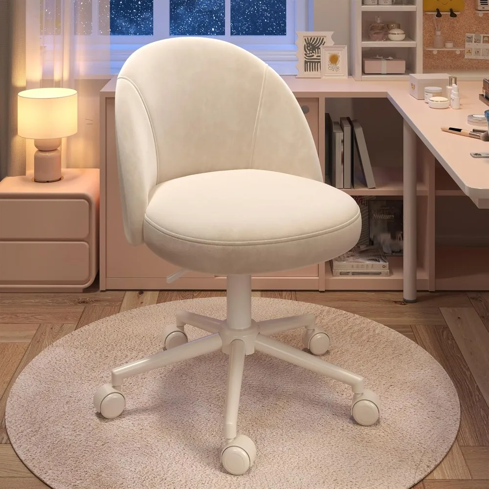 

Dressing Chair, Velvet Office Chair, Comfortable Lumbar Support, Cute Armless Office Chair, Adjustable Rolling Swivel