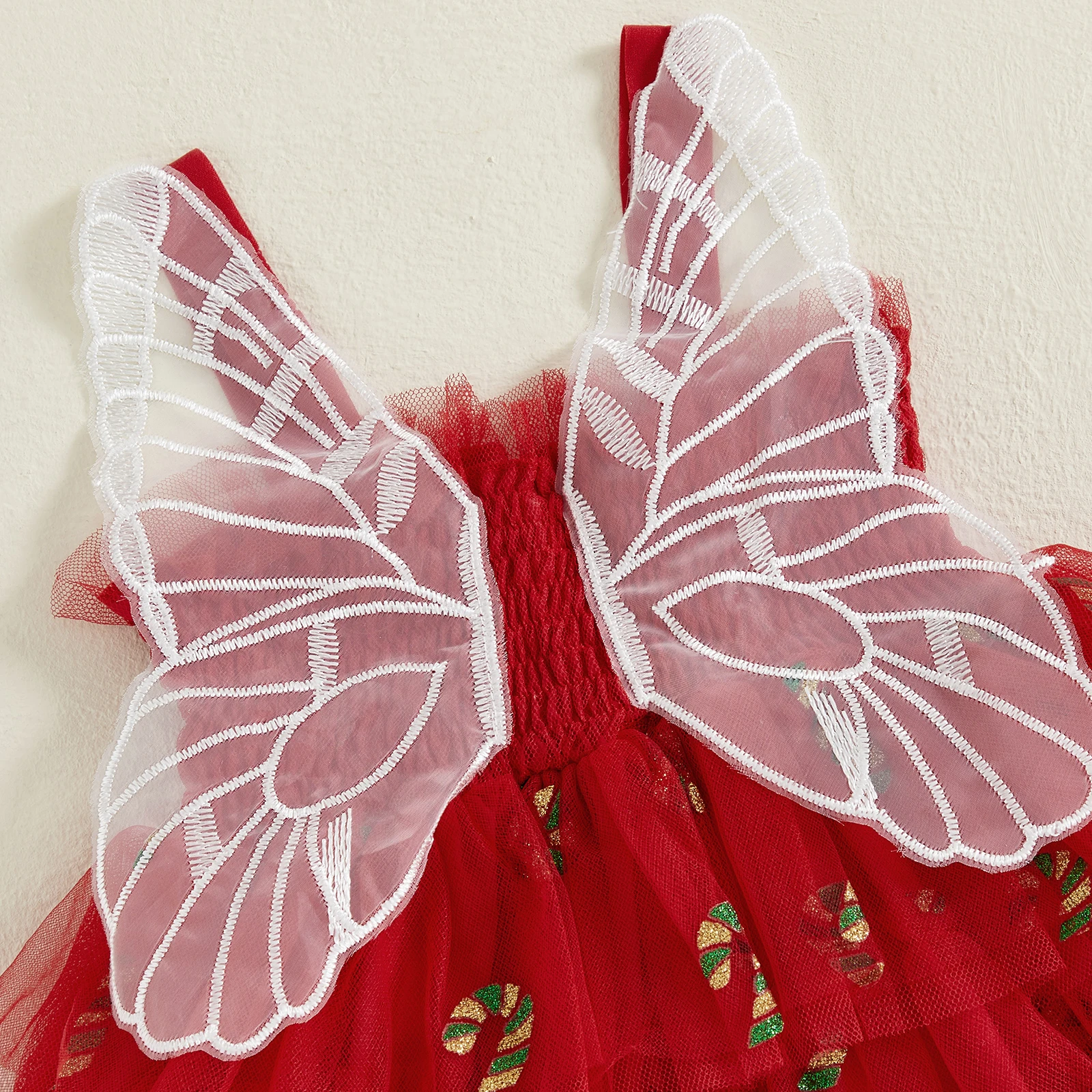 فستان VISgogo للفتيات الصغيرات من عمر 1 إلى 4 سنوات لعيد الميلاد بدون أكمام على شكل فراشة فستان الأميرة للاستخدام اليومي الكاجوال