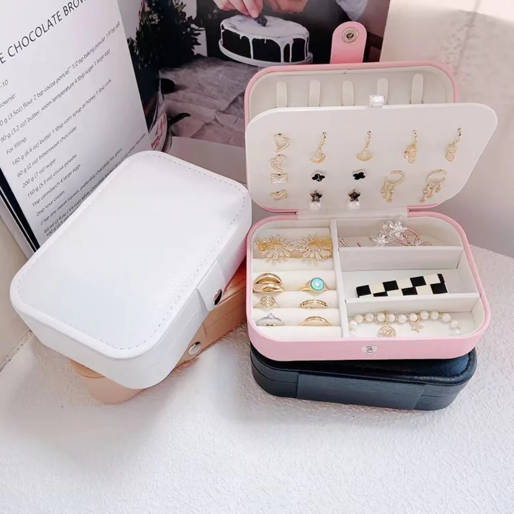 Double Layer Jewelry Storage Box Jewelry Holder Portable Jewelry Organizer Display Ring Necklace PU Earring Packaging Box Travel