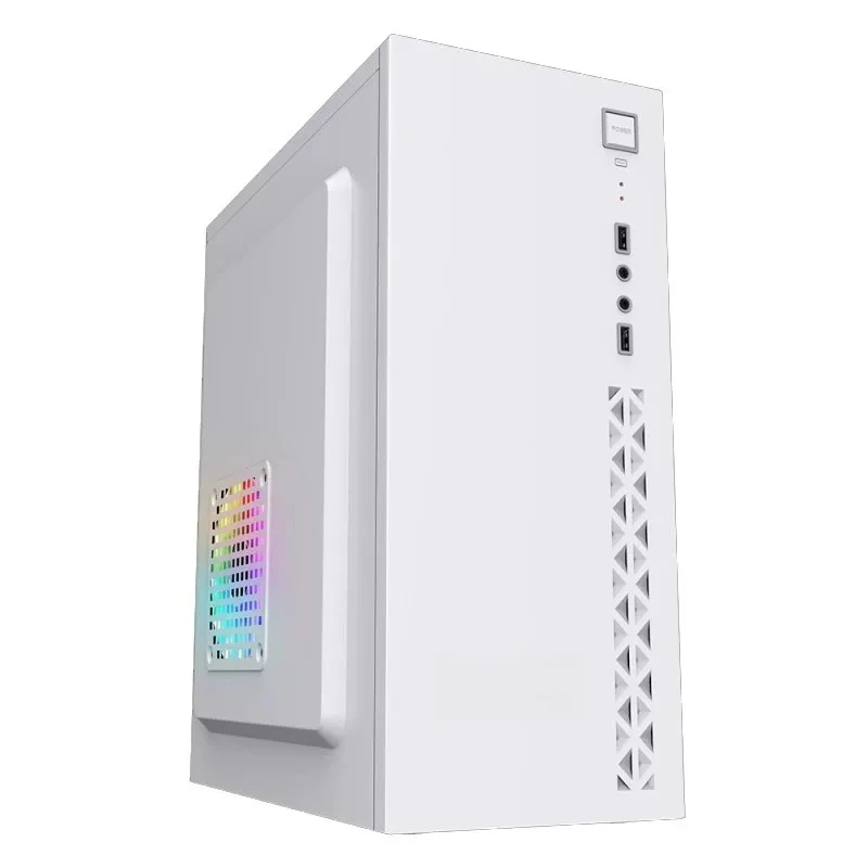 DIY Business Office Empty ATX PC Computer Case, White, USB3.0, Cable Management, Side Transparent Panel, Optical Drive Bay