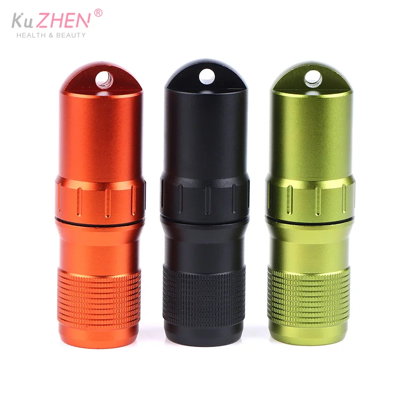 حافظة حبوب محمولة مقاومة للماء حاوية EDC كبسولة محكمة الغلق من سبائك الألومنيوم زجاجة حبوب منع الحمل سلسلة مفاتيح حامل حبوب السفر منظم #5