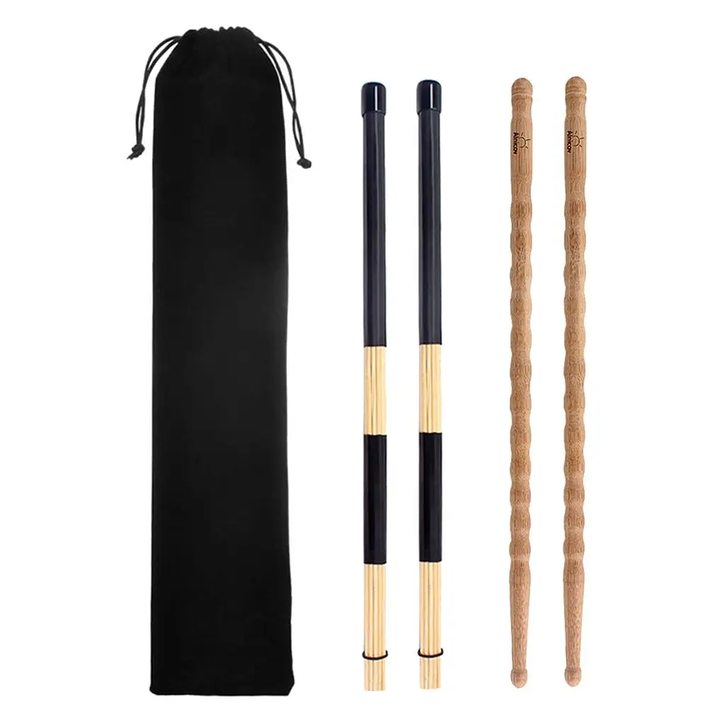 

Wooden 5A Drumsticks & Rod Brush Sticks Drum Accessories Parts