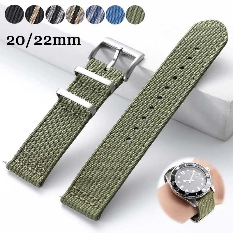20mm 22mm Woven Nylon Strap for Omega for Tudor Soft Ribbed Canvas Fabric Watch Band Sport Quick Release Bracelets for Seiko