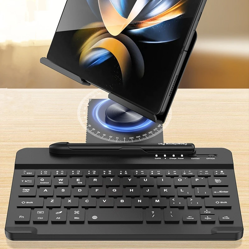 

For Samsung Galaxy Z Fold 4 Fold 3 Wireless Bluetooth-compatible Keyboard Mouse Writing Pen Rotating Keyboard Stand