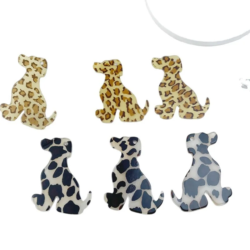 

Diy jewelry making 46pcs/lot color Leopard pattern print cartoon animals dogs shape acrylic beads fit garment hair accessory