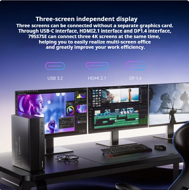 Minisforum Новый 795s7 Se Mini Host Ruilong R9-7945hx Высокопроизводительный мини-хост для игры в офис Портативный компьютер в сборе Компьютер