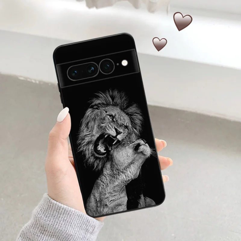 Black Matte Phone Case For Motorola Moto Edge 30 40 20 Pro G200 One Fusion Leopard Tiger Lion King Pixel 8a 7a 6a 7 8 Soft Cover