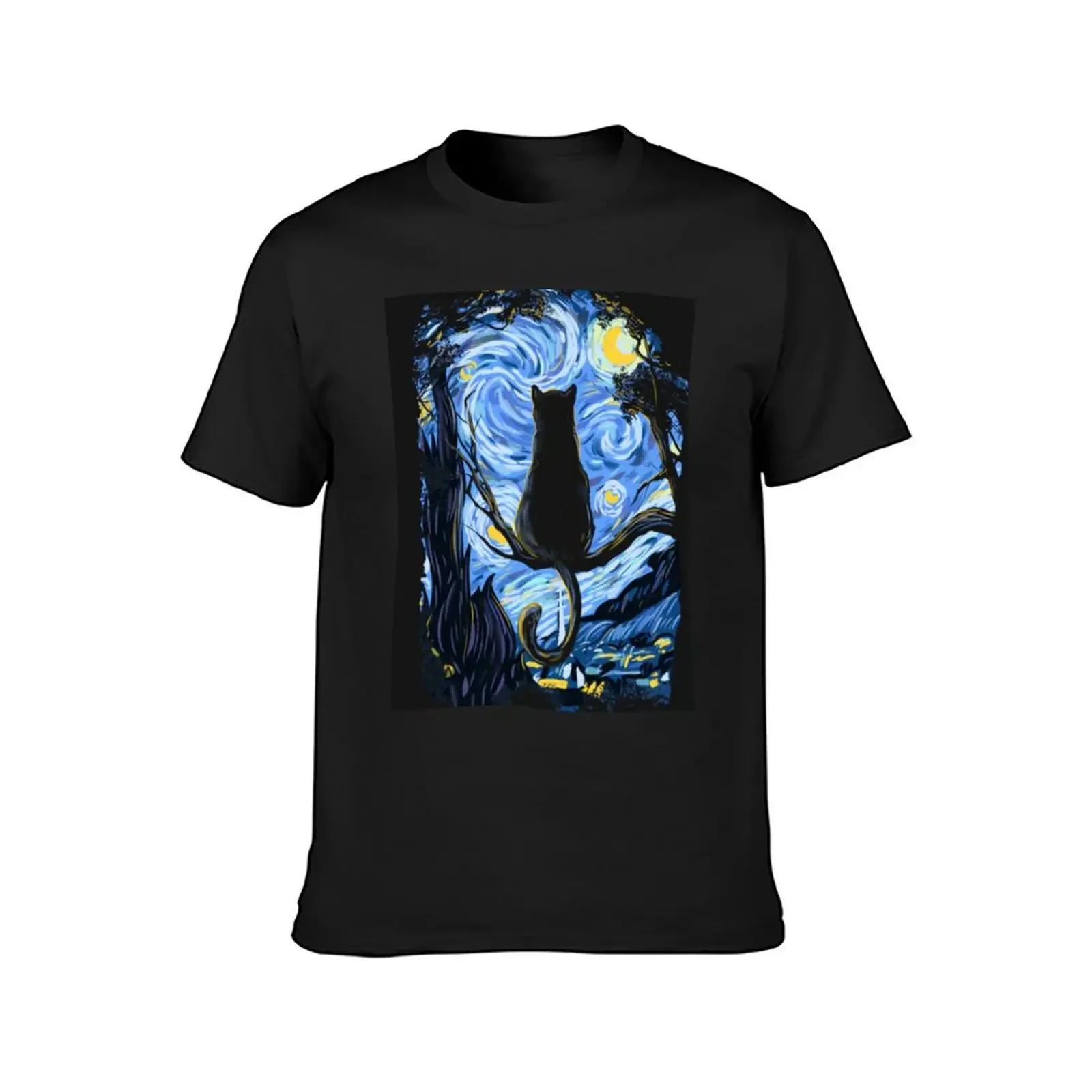 Van Gogh Cat Starry Night Van Gogh Cat Lovers T-Shirt vintage clothes vintage hippie clothes graphics mens graphic t-shirts pack