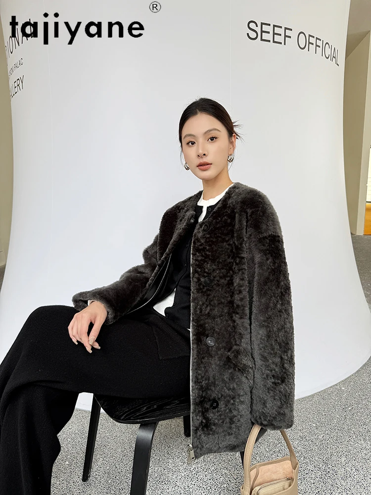 100% Naturalna Wełna Lagonowa Skóra Owcza Dwustronny Płaszcz z Futra Damski Luksusowy Szary Czarny Prawdziwe Futro Kurtka Damska Zimowe Ubrania 2025 шуба