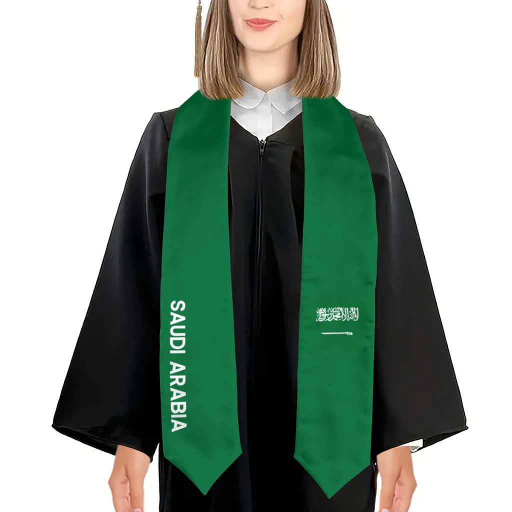 More design Graduation shawl Saudi Arabia Flag & United States Flag Stole Sash Honor Study Aboard International Students