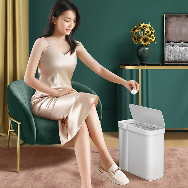 8L Trash Can Household with Lid Kitchen Classification Press-type Bathroom Living Room Rectangular Trash Can