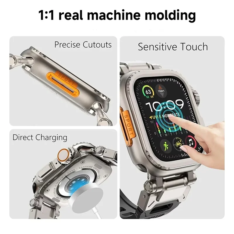 

Надежный металлический корпус для часов диаметром 45 мм для Apple Watch Series 9, 8, 7, 5, 6, 4 SE, 45 мм, спортивная смена и ультразащитная крышка-бампер