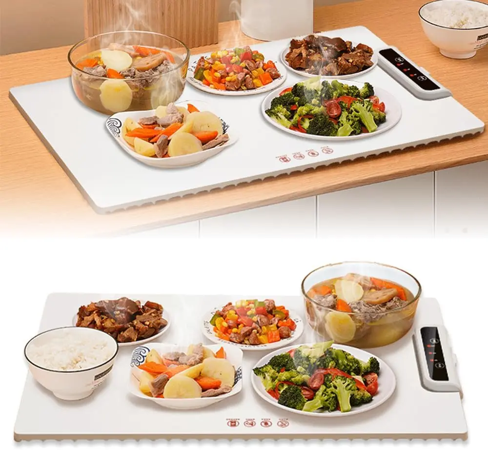 Electric Warming Tray with Adjustable Temperature,2024 New Upgrade Electric Heating Tray,Foldable Food Warmer Fast Heating