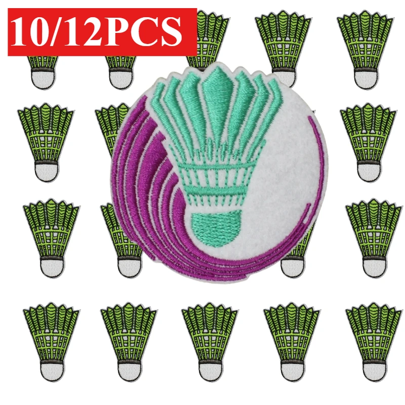 10/12PCS Lots/set of Badminton Theme Embroidery Cloth Patches Cat Badminton Sewing Patch DIY Decorative Ironing Bag/hat/cloth