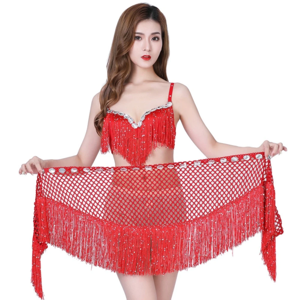 Belly Dance Waist Scarf Fashion Dance Performance For Women and Girls Boho Sequins Belly Hip Scarf Tassel Fringe