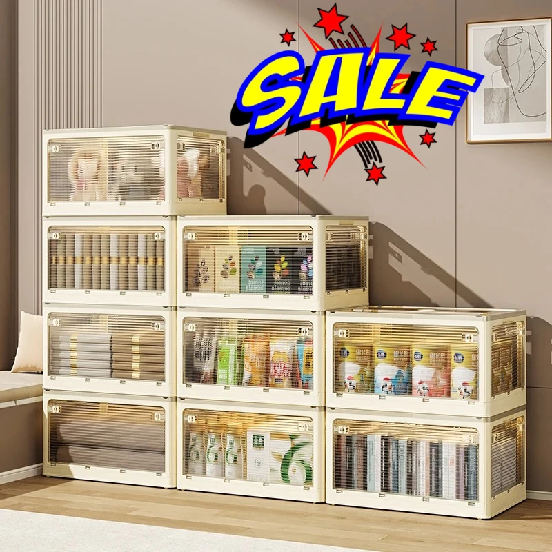 

Large Capacity Living Room Cabinet Clothes Storage Boxes With Both Sides Hand-held Design For Books Blankets Clothing Organizers