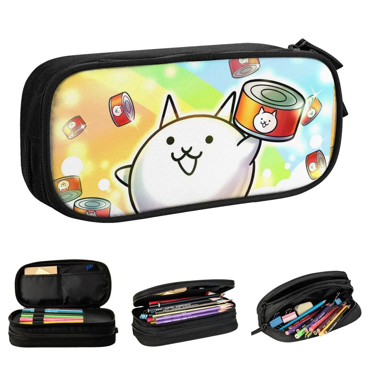 Cartoon Game Pencil Case New The Battle Cats Pen Box Bags Girl Boy Big Capacity School Supplies Zipper Pencil Box