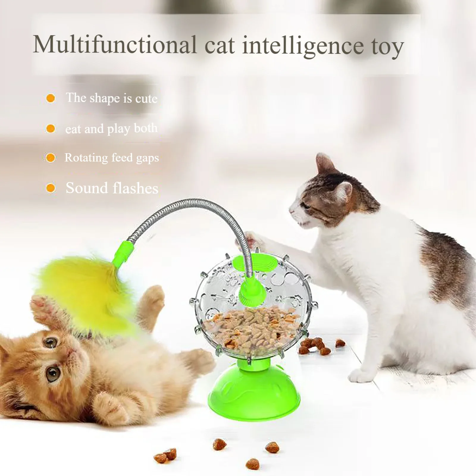 

Cat Cuddling Sticks Toys Plush Suction Cups Self-Playing Feather Spinning Food Leakers Kitten Toys