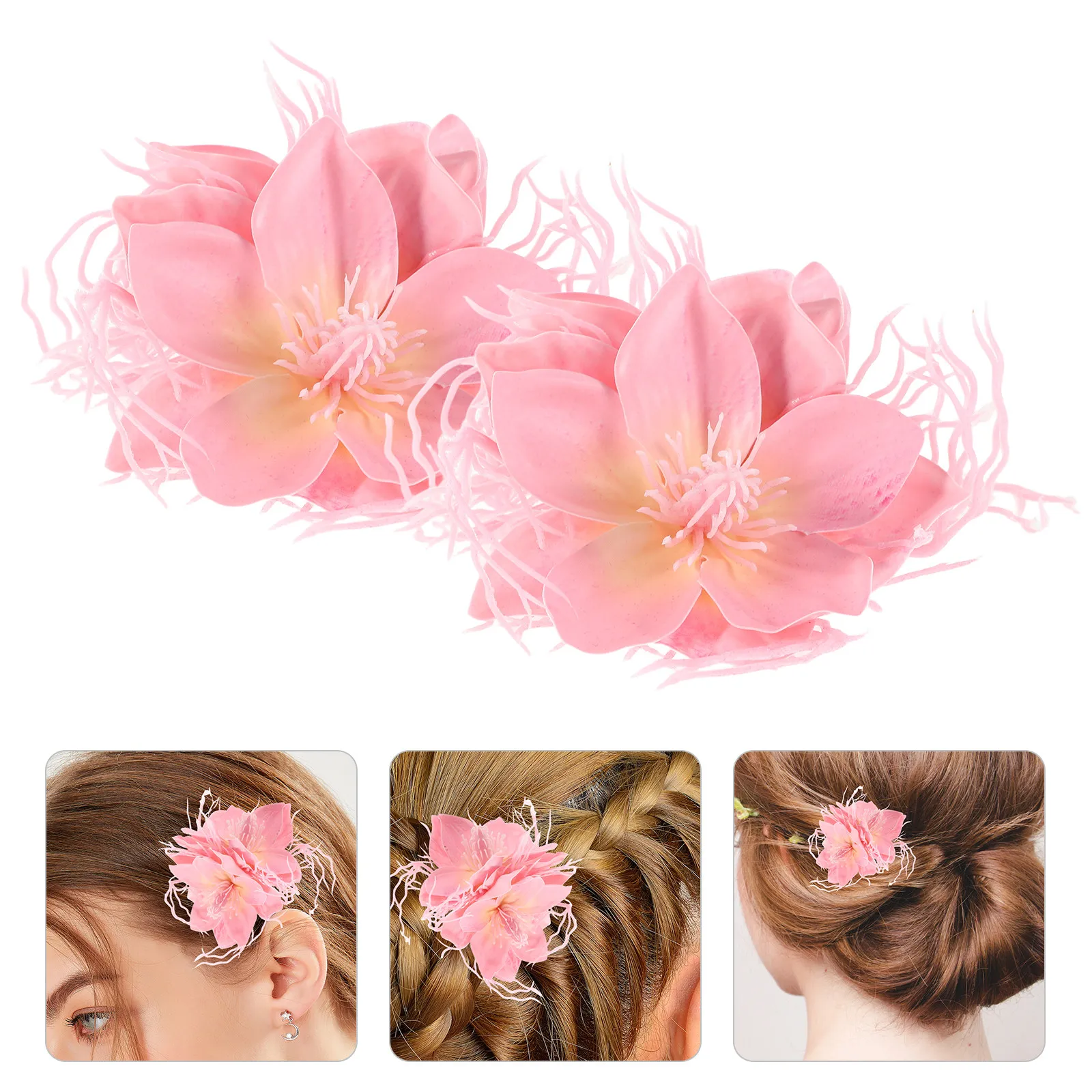 

2 шт. заколки для волос с цветами в гавайском стиле, искусственные тропические цветочные заколки для женщин, для пляжного отдыха, с мягким цветочным дизайном, прочные.