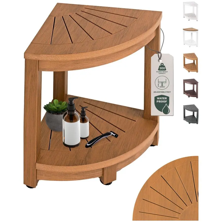 

Corner Shower Stool Brown Waterproof Shower Bench for Shaving Legs amp to Sit On Easily Assembled Corner Bench amp Shelf Restroo
