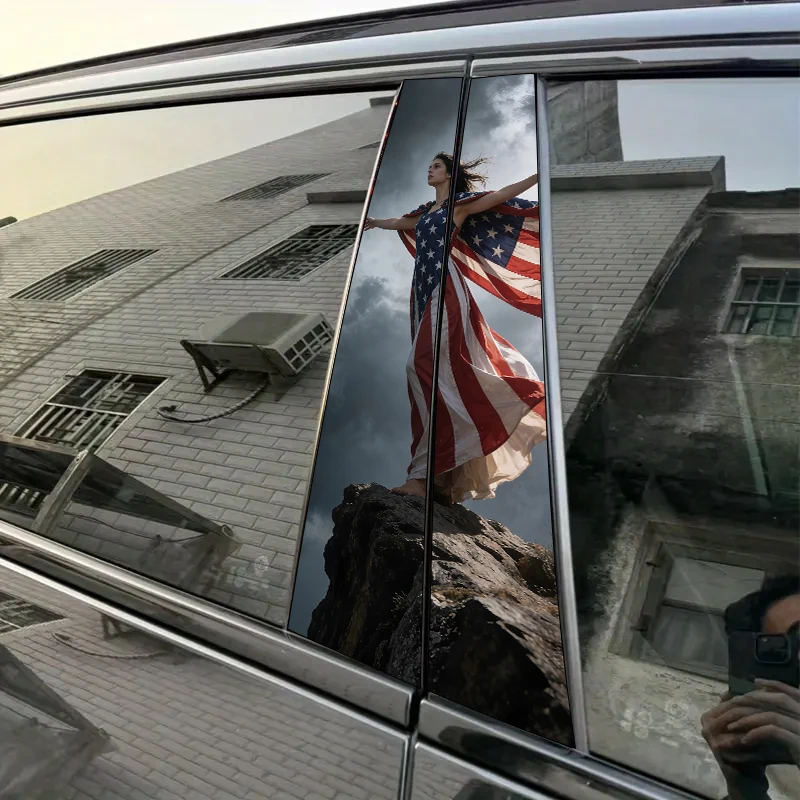 

Набор из 2 предметов, летающий американский флаг с облачным небом, автомобильные наклейки, B-стойка, сделай сам, центральная обертка на стойку, декоративные автомобильные аксессуары