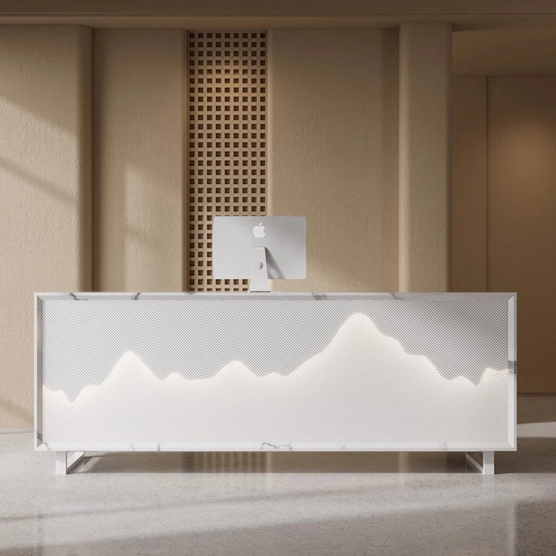

Counter White Reception Desks Luxury Service High Quality Design Reception Desks Modern Light Luxury Bureau Office Furniture