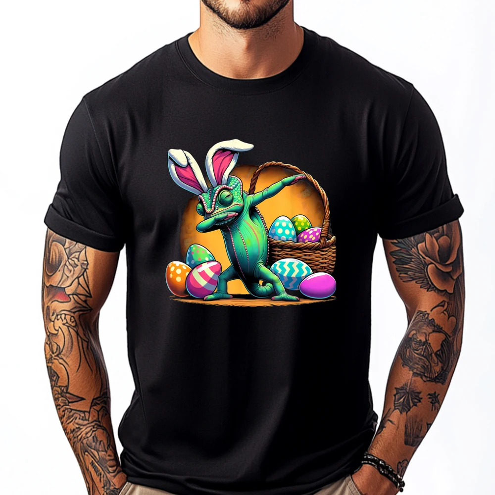 

Dabbing Easter Bunny Chameleon White Graphic Tee Female Tops Men Cotton Couples Winter New In Tops & Tees Happy New Years