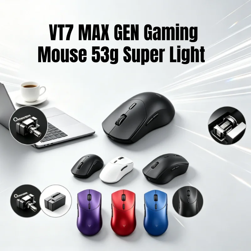 Rapoo VT7 MAX GEN Gaming Mouse 53g Super Light True 8K Polling Rate Wireless Up to 750Hr Battery Performance