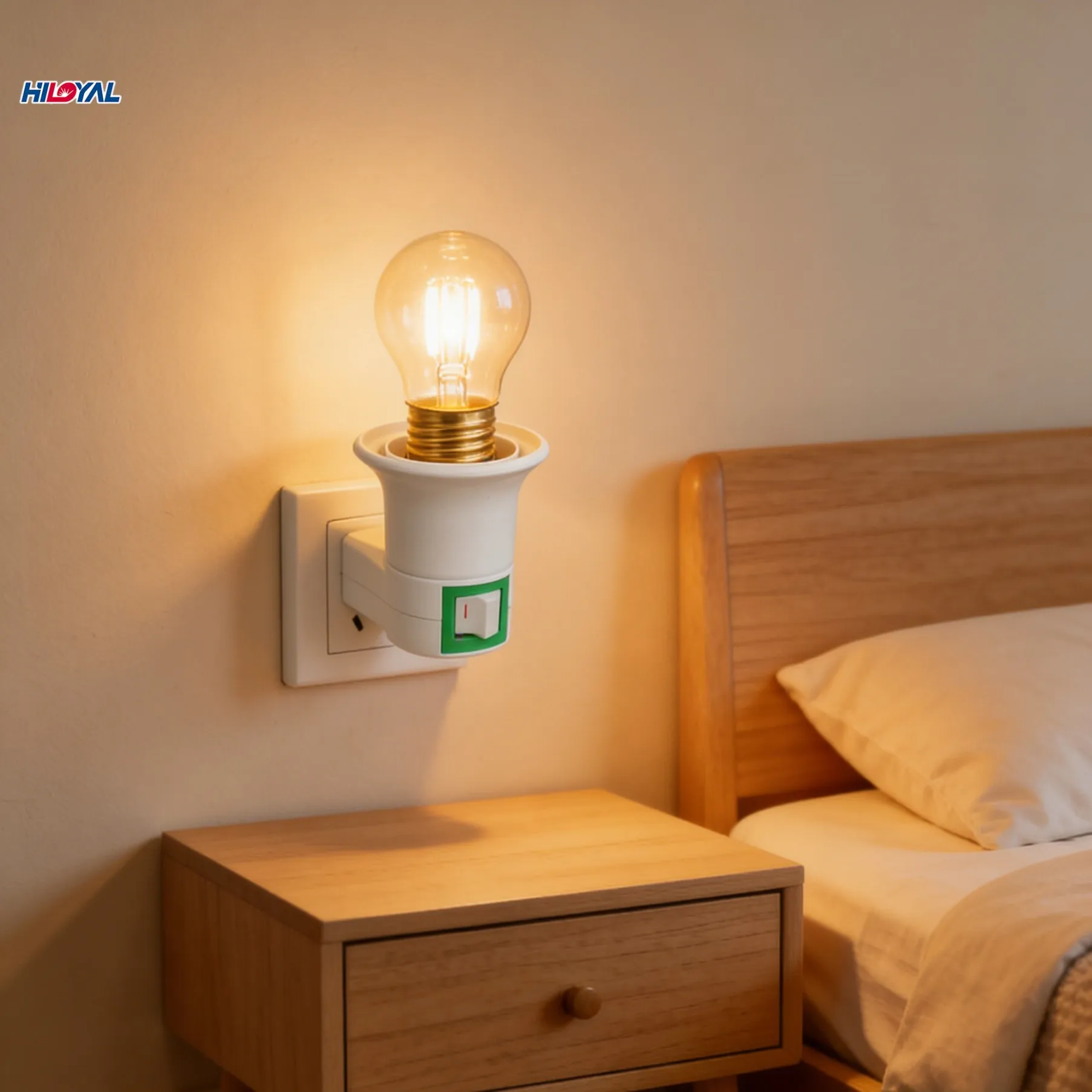 E27 EU Plug Lamp Base Light Bulb Base Socket Adapter Converter 250V 6A White Night Light With Power On Off Control Switch