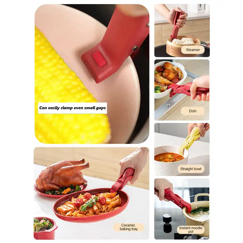 Multi-Purpose Silicone tongs Anti-Scald Bowl Holder Clip For Kitchen Hot Meal Bowls Tongs Gripper Silicone Anti-Scalding Cooking