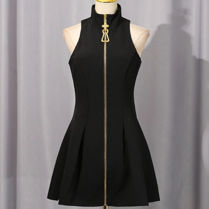

Mini Dress Women Dresses A Line Vestidos Y2k Streetwear Sleeveless Club Elegant Splice Party Night Work Slim Work High Waist