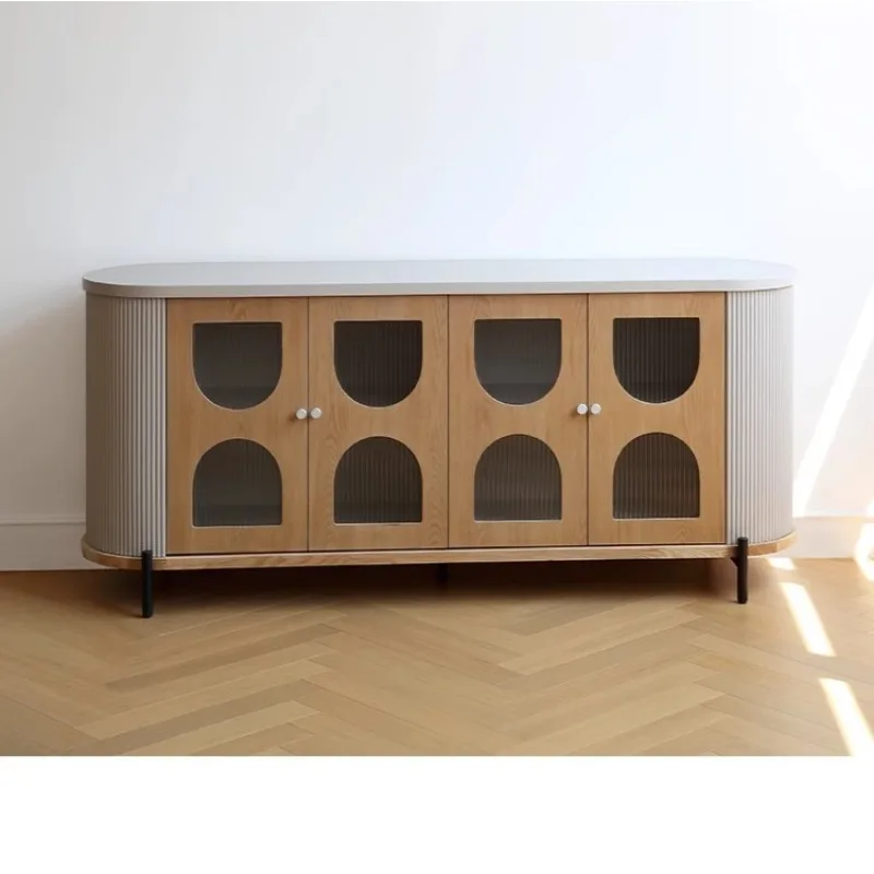

American retro French cream style solid wood chest side locker