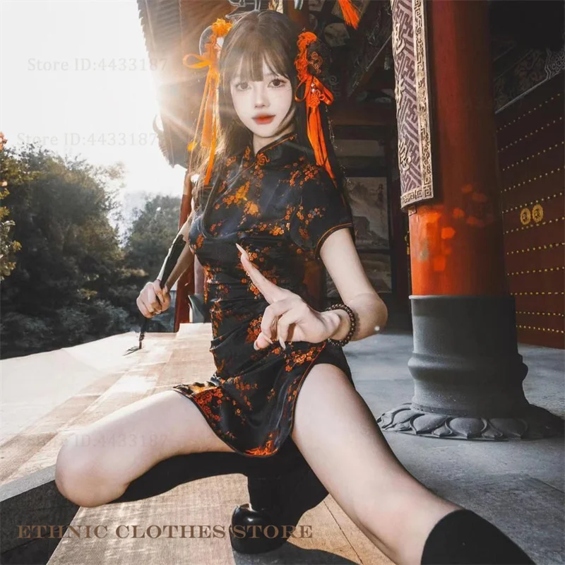 

Новое платье большого размера в китайском стиле Lady Qipao Косплей Аниме Китайский кунг-фу Qipao Cheongsam Сексуальное тонкое платье Y2K Vestidos 5XL 6XL