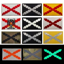 Spanish Burgundy Cross Embroidery Spain Fag IR PATCH Reflective Badge Luminous Hook & Loop Applique for jeans jacket backpack