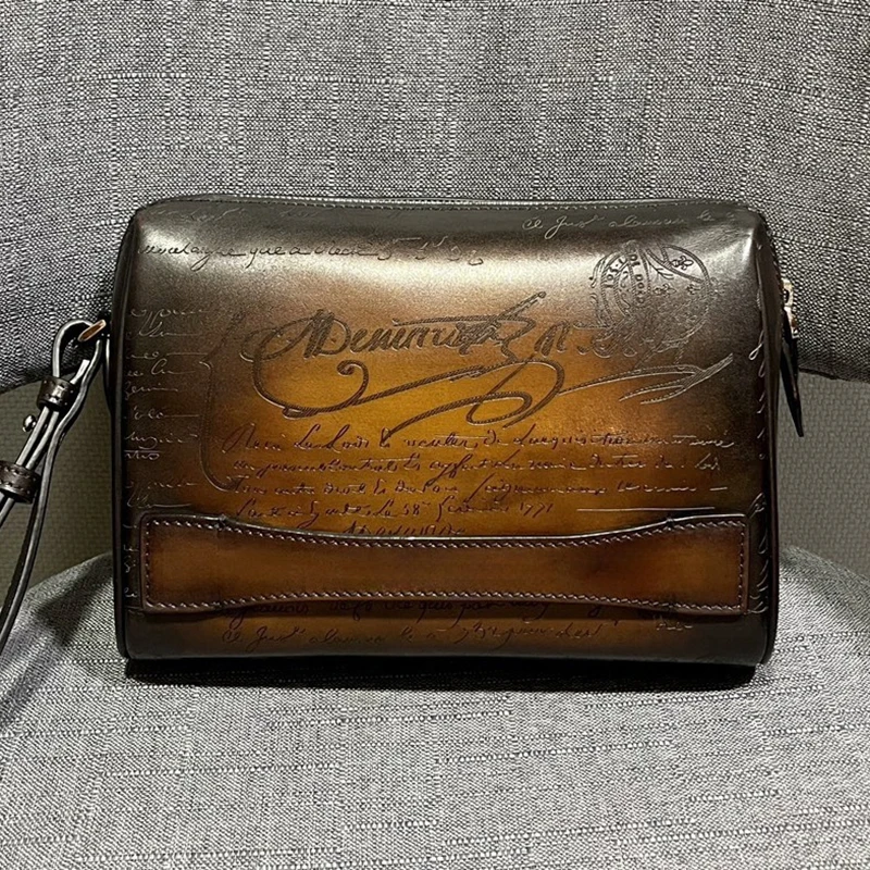 DIMY 2026 New Men's Handbag Business Leather Handheld Leisure New Handbag Simple Mobile Phone Bag Envelope Wallet Small Bag Tren