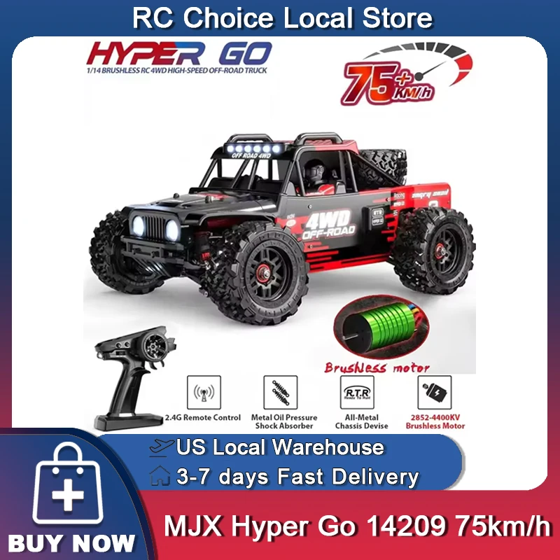 MJX 14209 Hypergo 1/14 V2.0 Rc Remote Control Car 3S/2S Battery 4WD Off-road Racing RC Truck 2.4G Brushless Drift Car Electric