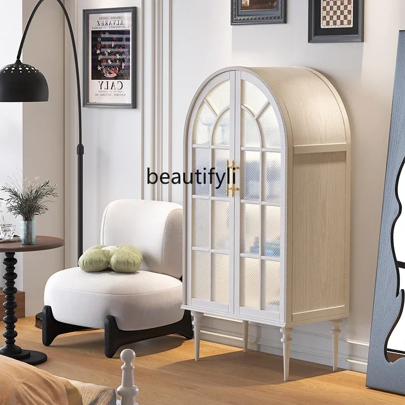 

zxqxzLight luxury American retro dining side cabinet French entrance living room bookcase storage decorative side cabinet