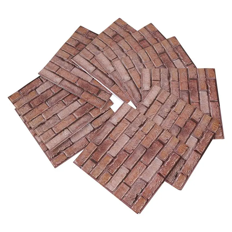3D Wall Panels Peel And Stick 3D Brick Wallpaper,Interior Wall Decoration,PVC Wall Panels For Living Room, Bedroom,10Pcs-AT30