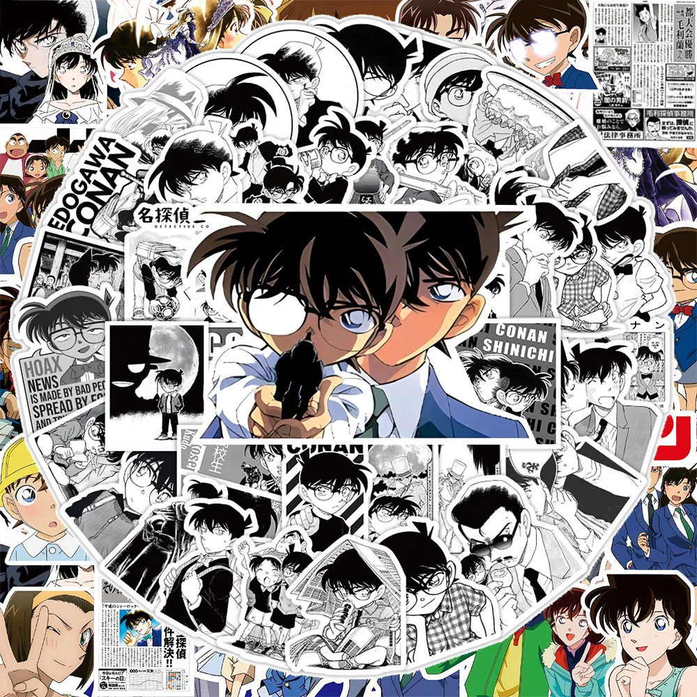 Cool Anime Detective Conan Stickers Graffiti Luggage Laptop Car Bike Skateboard Cute Reward Cartoon Decals Toy DIY Sticker Gifts