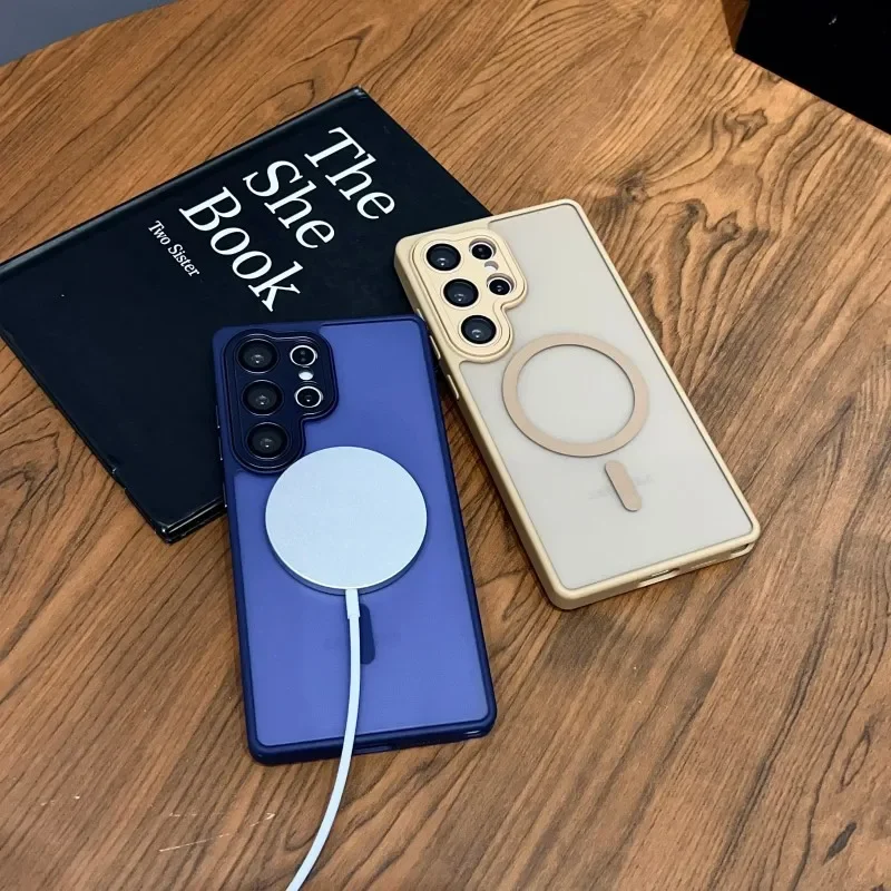 Magnetic Luxury Matte Translucent Armor Shockproof Case For Samsung Galaxy S26 S25 S24 Ultra Plus Magsafe Wireless Charge Cover - náhled 2