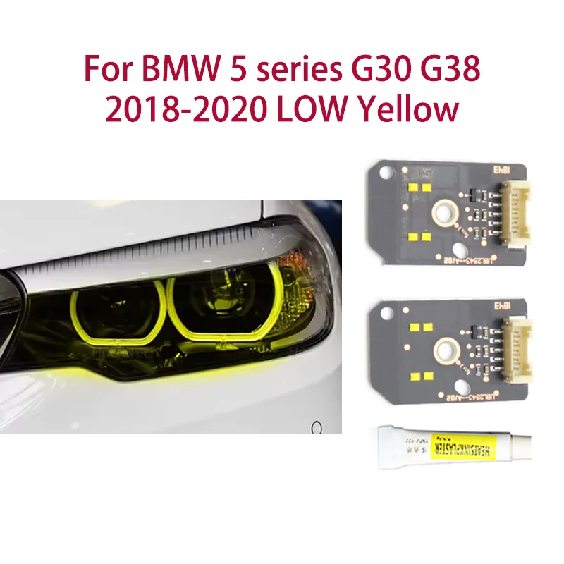 

1 пара для BMW 5 серии G30 G38 LOW 2018-2020 лимонно-желтый чип DRL, модификация света «ангельские глазки», автомобильные фары, чип балласта