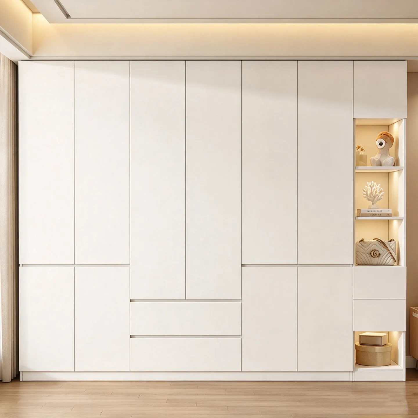 New aluminum alloy wardrobe honeycomb panel light luxury modern simple cabinet segmented hand-free household bedroom wardrobe