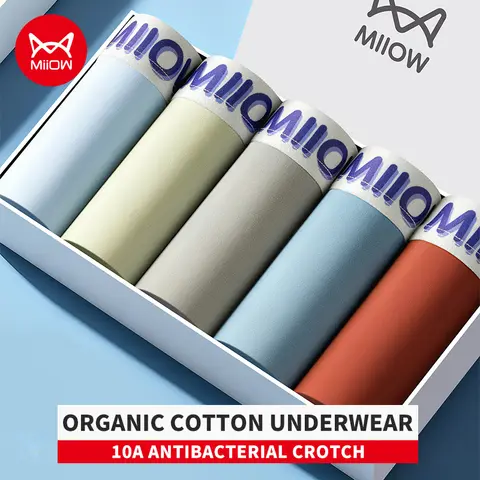 MiiOW 3Pcs Skin-friendly Cotton Men Underwear Boxer 10A Antibacterial Crotch Men's Panties Breathable Underpants Man Boxershorts