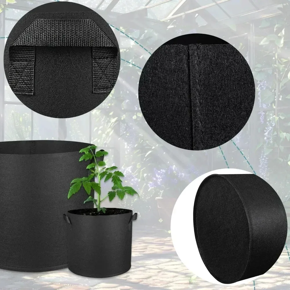 1/2/4/5PCS 3 Gallon 11 Liter Thickened Non-Woven Vegetable Flower Plant Grow Bags Aeration Fabric Pots for Gardening gallery 3